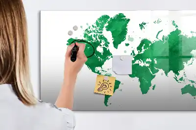 Lavagna magnetica con mappa del mondo verde