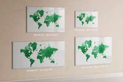 Lavagna magnetica con mappa del mondo verde