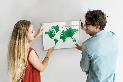 Lavagna magnetica con mappa del mondo verde