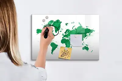 Lavagna magnetica con mappa del mondo verde