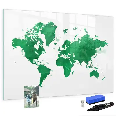 Lavagna magnetica con mappa del mondo verde