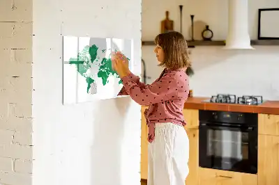 Lavagna magnetica con mappa del mondo verde