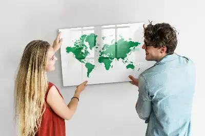 Lavagna magnetica con mappa del mondo verde