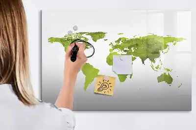 Lavagna magnetica per disegnare con stampa di mappa del mondo ad acquerello