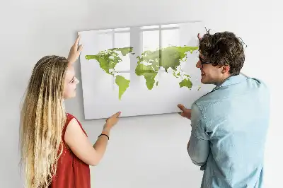Lavagna magnetica per disegnare con stampa di mappa del mondo ad acquerello