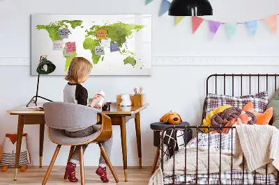 Lavagna magnetica per disegnare con stampa di mappa del mondo ad acquerello