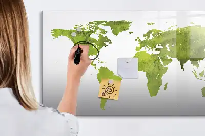 Lavagna magnetica per disegnare con stampa di mappa del mondo ad acquerello