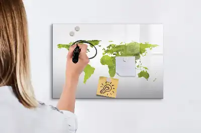 Lavagna magnetica per disegnare con stampa di mappa del mondo ad acquerello
