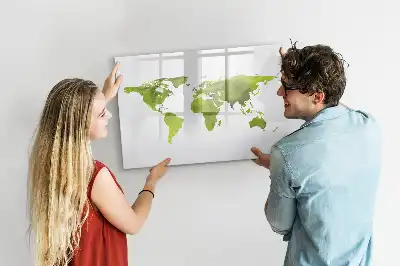 Lavagna magnetica per disegnare con stampa di mappa del mondo ad acquerello
