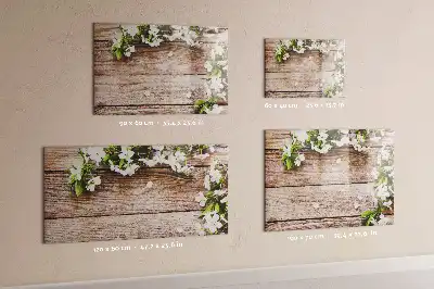 Lavagna magnetica per disegnare decorata con fiori su legno