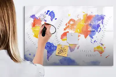 Lavagna magnetica per disegnare mappa del mondo ad acquerello