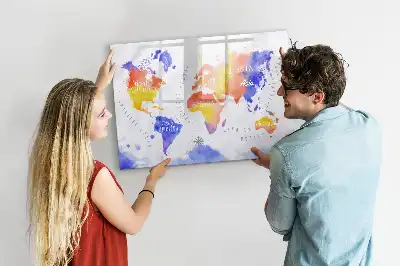 Lavagna magnetica per disegnare mappa del mondo ad acquerello