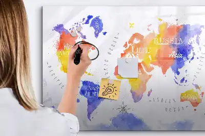 Lavagna magnetica per disegnare mappa del mondo ad acquerello