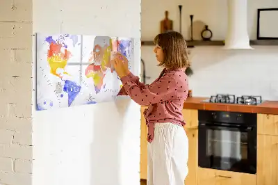 Lavagna magnetica per disegnare mappa del mondo ad acquerello