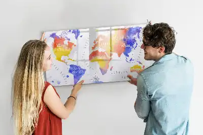 Lavagna magnetica per disegnare mappa del mondo ad acquerello