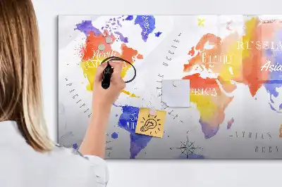 Lavagna magnetica per disegnare mappa del mondo ad acquerello
