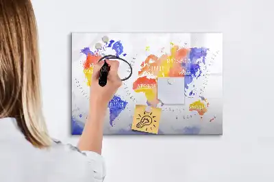 Lavagna magnetica per disegnare mappa del mondo ad acquerello