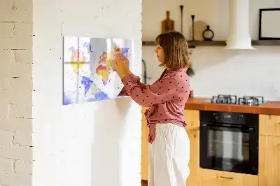 Lavagna magnetica per disegnare mappa del mondo ad acquerello