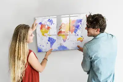 Lavagna magnetica per disegnare mappa del mondo ad acquerello