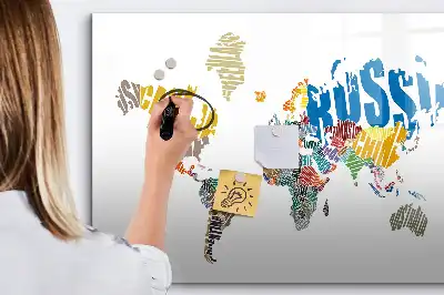 Lavagna magnetica per disegnare a forma di mappa del mondo con scritte