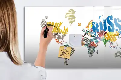 Lavagna magnetica per disegnare a forma di mappa del mondo con scritte