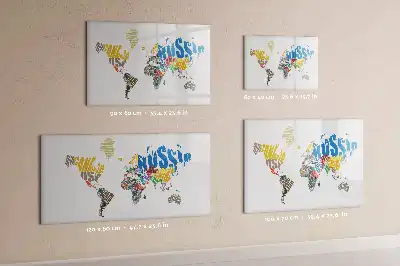 Lavagna magnetica per disegnare a forma di mappa del mondo con scritte