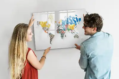 Lavagna magnetica per scrivere mappa del mondo composta da testo