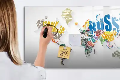 Lavagna magnetica per scrivere mappa del mondo composta da testo
