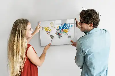 Lavagna magnetica per scrivere mappa del mondo composta da testo