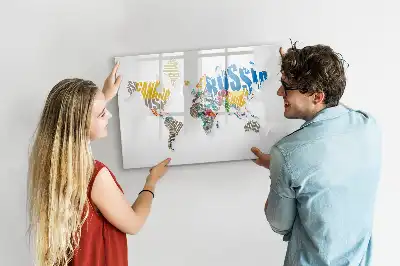 Lavagna magnetica per scrivere mappa del mondo composta da testo