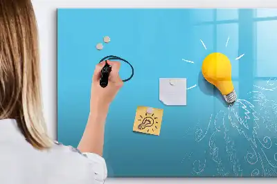 Lavagna magnetica per scrivere con motivo a lampadina