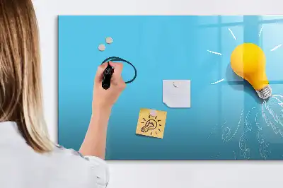 Lavagna magnetica per scrivere con motivo a lampadina