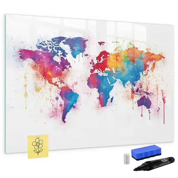 Lavagna magnetica Mappa del mondo per disegnare