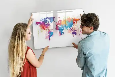 Lavagna magnetica Mappa del mondo per disegnare