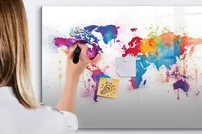 Lavagna magnetica Mappa del mondo per disegnare
