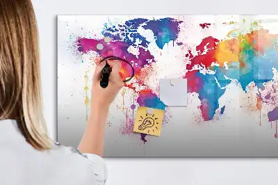Lavagna magnetica Mappa del mondo per disegnare