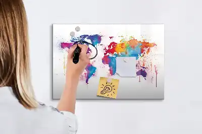 Lavagna magnetica Mappa del mondo per disegnare