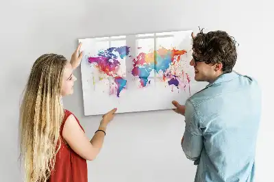 Lavagna magnetica Mappa del mondo per disegnare