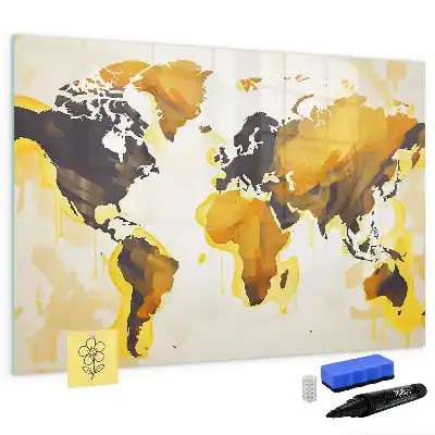 Lavagna magnetica per scrivere con stampa a tema mappa del mondo astratta