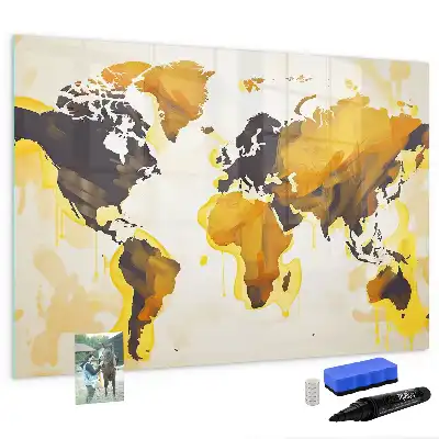Lavagna magnetica per scrivere con stampa a tema mappa del mondo astratta