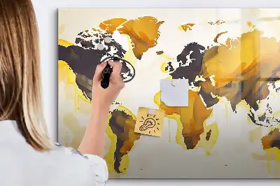 Lavagna magnetica per scrivere con stampa a tema mappa del mondo astratta