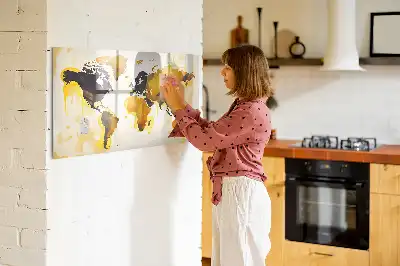 Lavagna magnetica per scrivere con stampa a tema mappa del mondo astratta