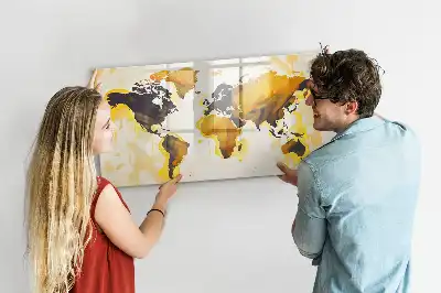 Lavagna magnetica per scrivere con stampa a tema mappa del mondo astratta