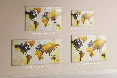 Lavagna magnetica per scrivere con stampa a tema mappa del mondo astratta