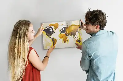 Lavagna magnetica per scrivere con stampa a tema mappa del mondo astratta