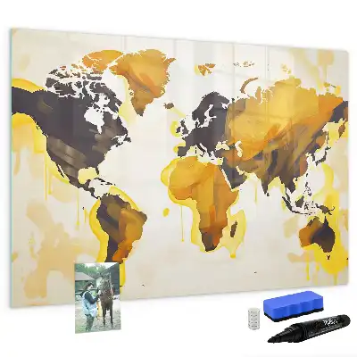 Lavagna magnetica per scrivere con stampa a tema mappa del mondo astratta
