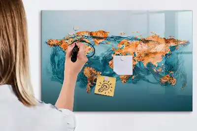Lavagna magnetica per disegnare con stampa di mappa del mondo astratta