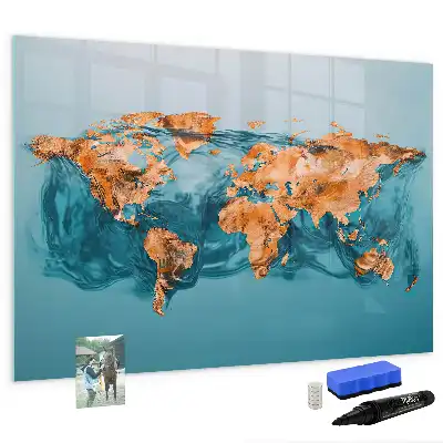 Lavagna magnetica per disegnare con stampa di mappa del mondo astratta