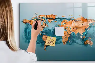 Lavagna magnetica per disegnare con stampa di mappa del mondo astratta