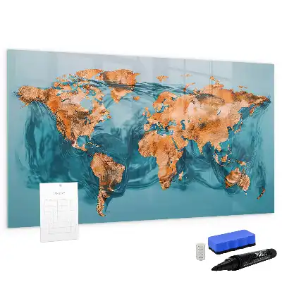 Lavagna magnetica per disegnare con stampa di mappa del mondo astratta